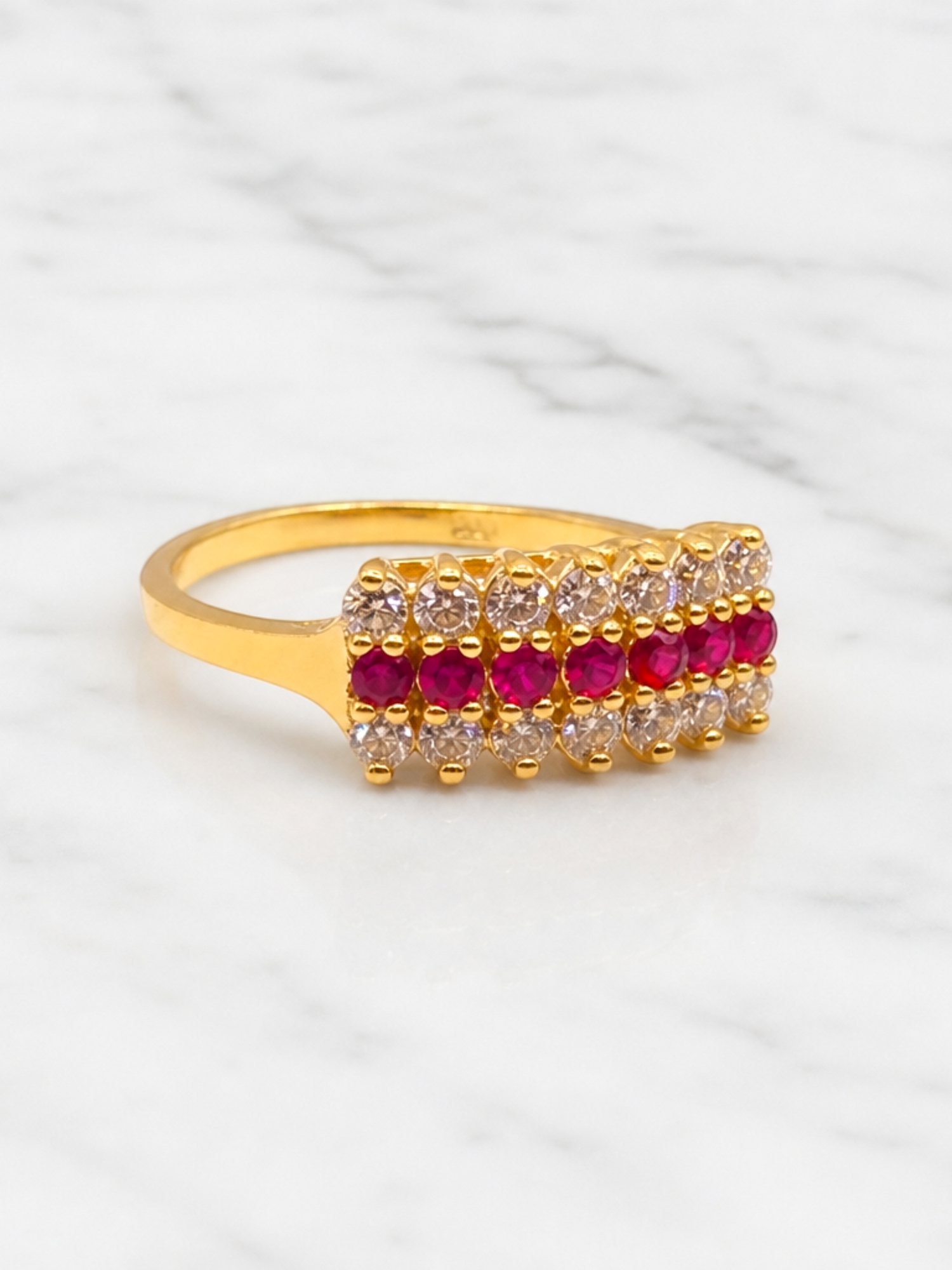 Anillo cintillo rubies y circones grande Oro 18k 3
