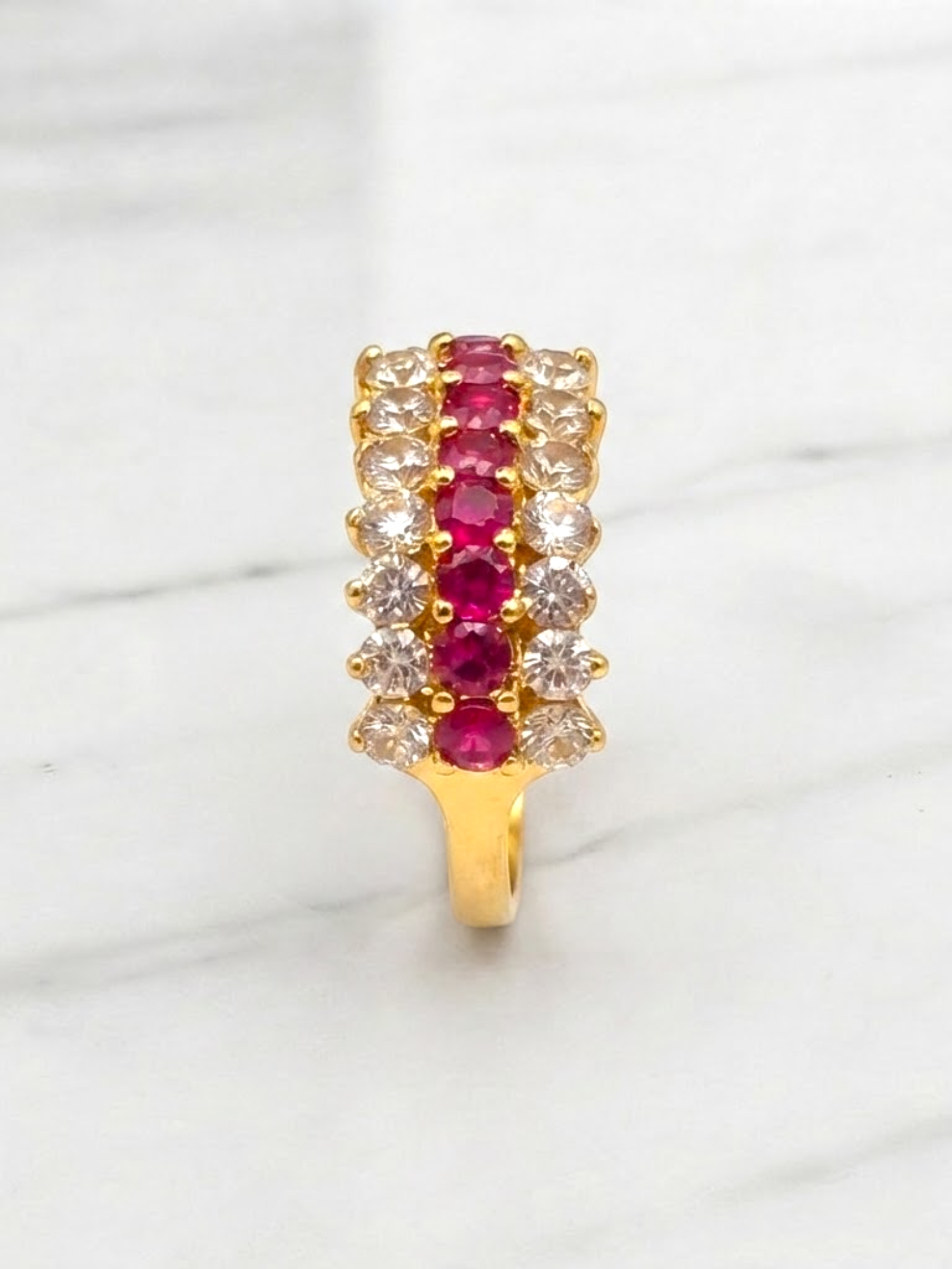 Anillo cintillo rubies y circones grande Oro 18k 4