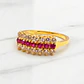 Anillo cintillo rubies y circones grande Oro 18k - Miniatura 1