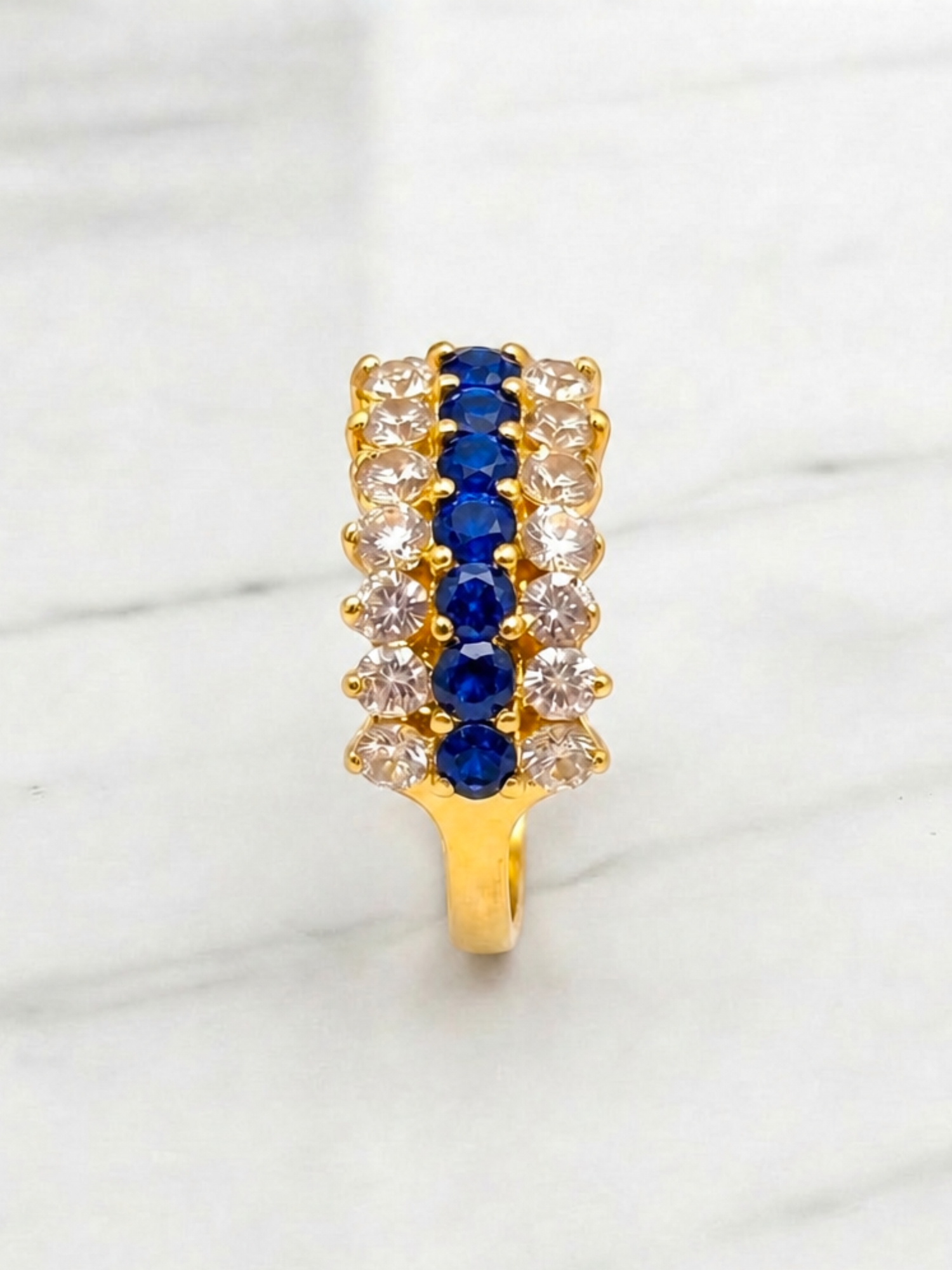 Anillo cintillo zafiros y circones grande Oro 18k 4