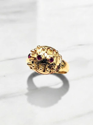 Anillo chevalier rubí Oro 18k