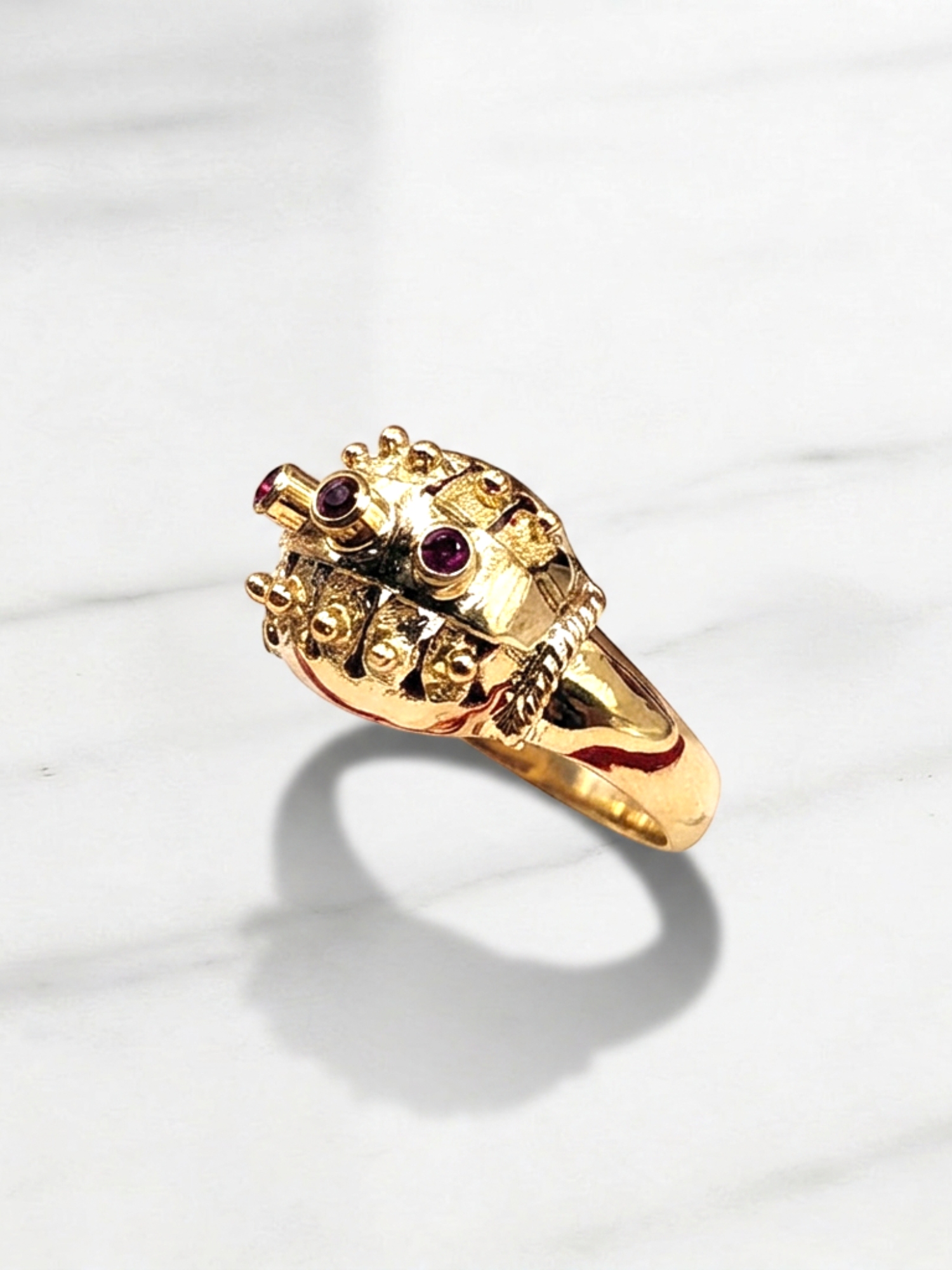 Anillo chevalier rubí Oro 18k 2