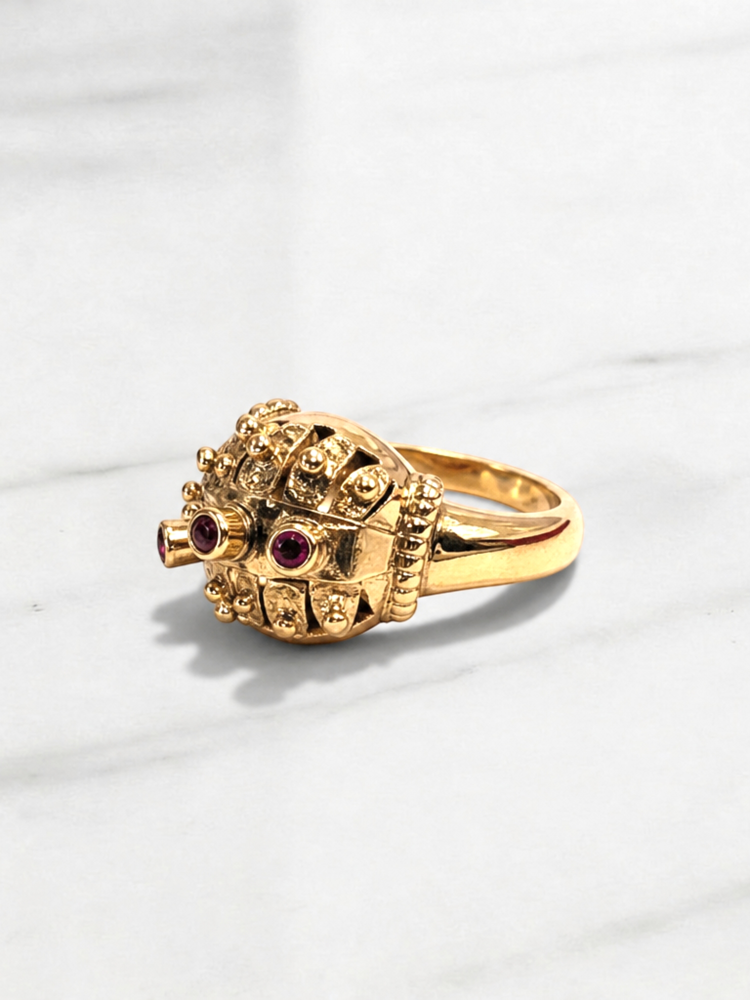Anillo chevalier rubí Oro 18k 3