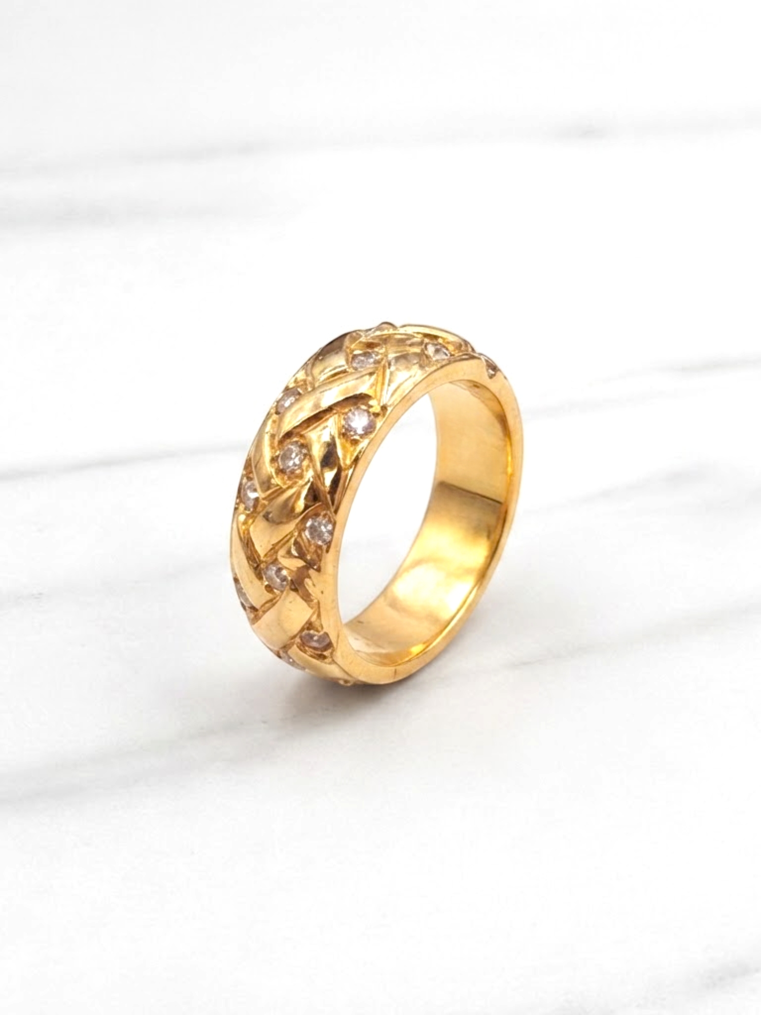 Anillo lazos y circón Oro 18k 2