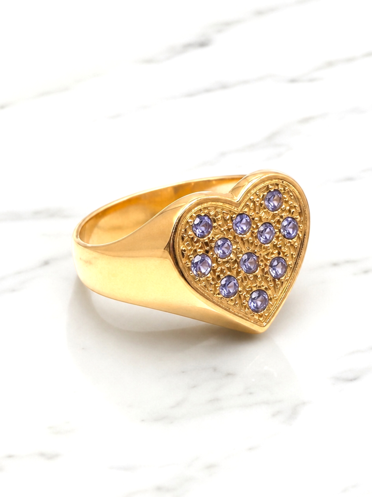 Anillo corazón grande circones Oro 18k 2