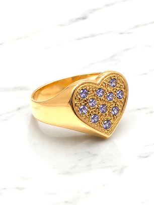 Anillo corazón grande circones Oro 18k