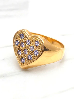 Anillo corazón grande circones Oro 18k