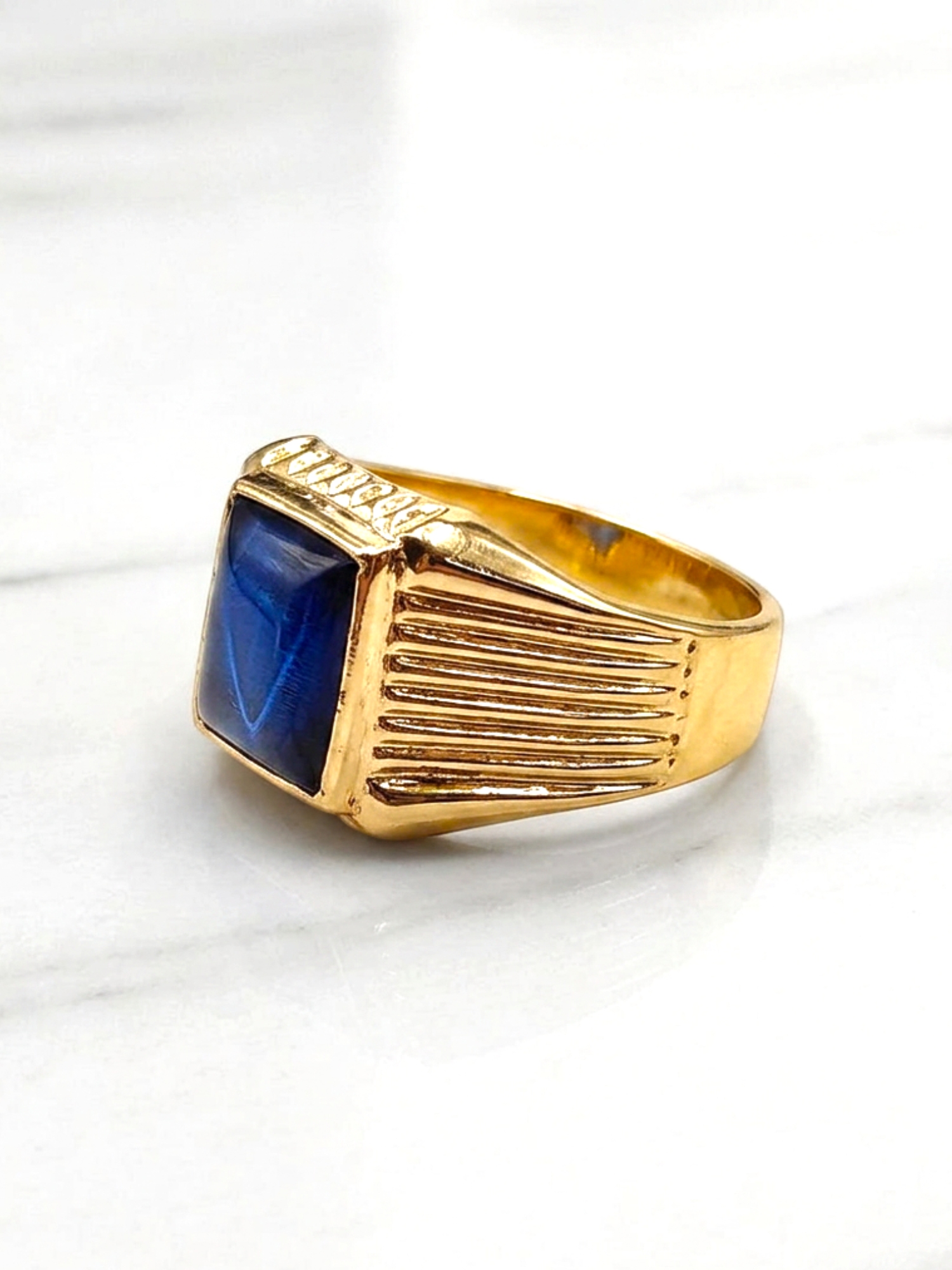 Anillo sello zafiro Oro 18k  2