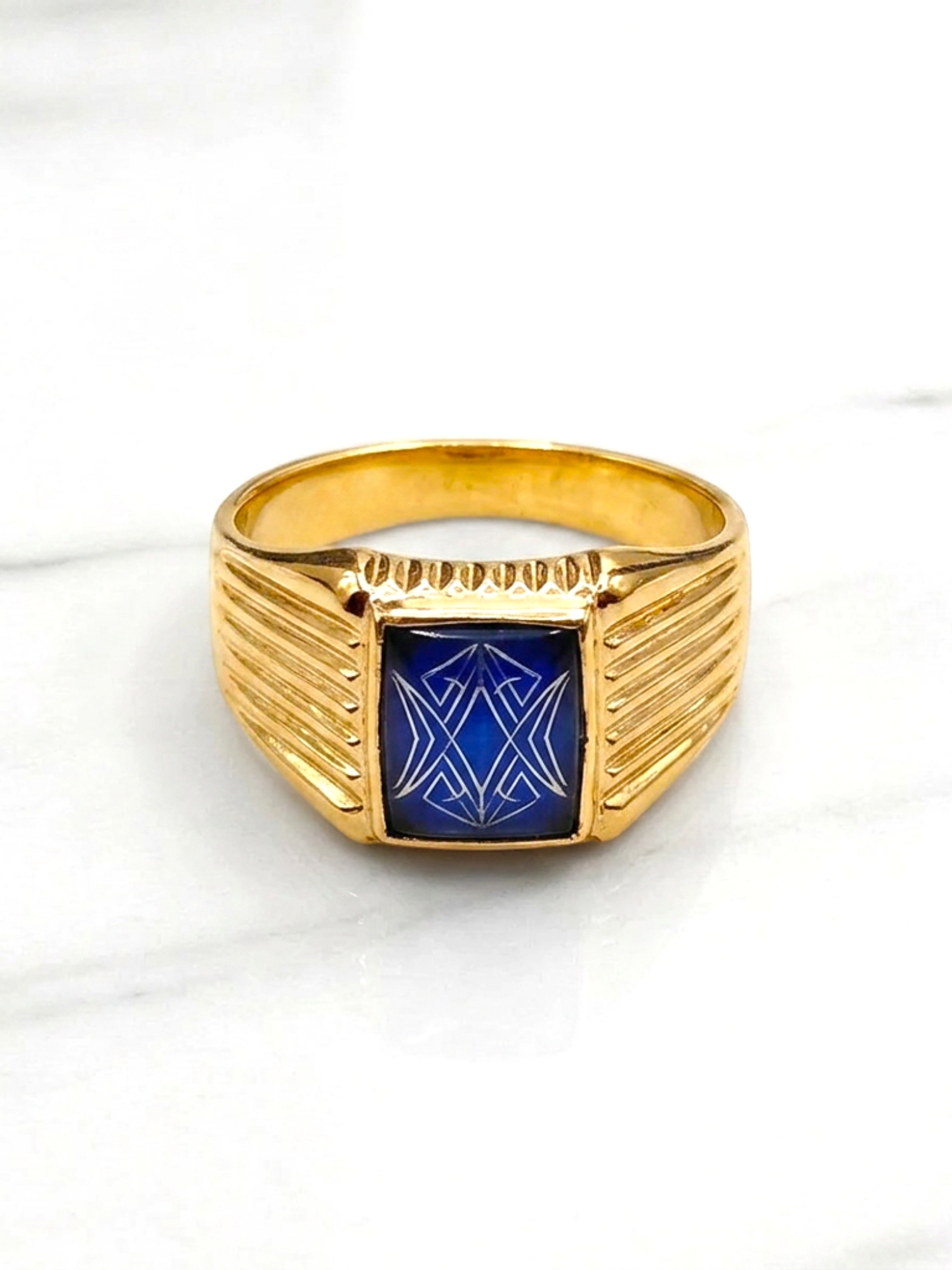 Anillo sello zafiro Oro 18k  3