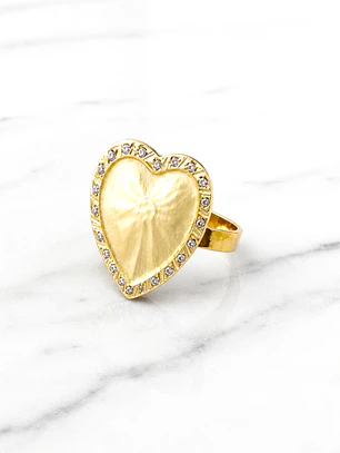 Anillo tazo corazón piedras circones 6 grs Oro 18k