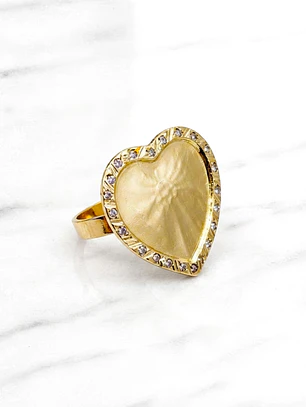 Anillo tazo corazón piedras circones 6 grs Oro 18k