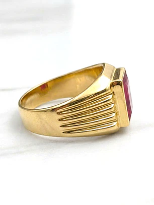 Anillo sello Rubi Oro 18k 