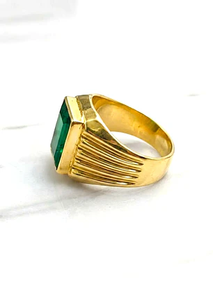Anillo sello esmeralda Oro 18k