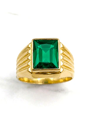 Anillo sello esmeralda Oro 18k