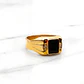 Anillo sello cuadrado onix con circónes grande Oro 18k - Miniatura 1