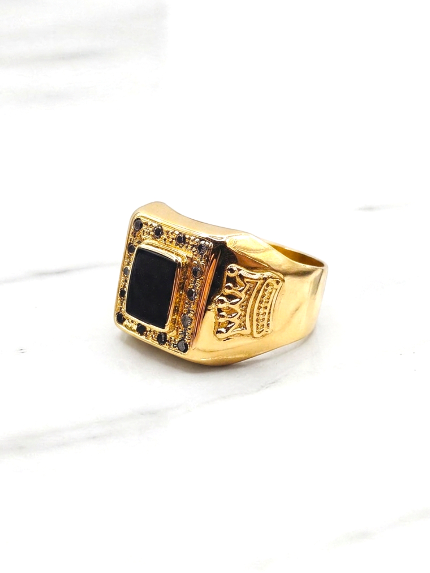Anillo sello corona onix Oro 18k 3