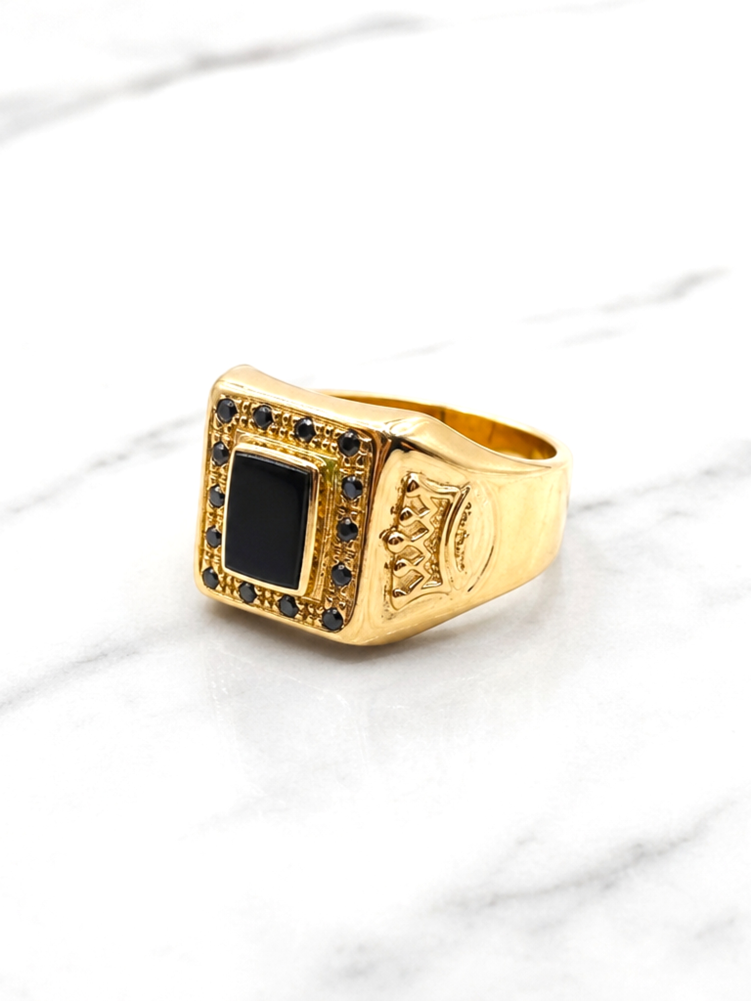 Anillo sello corona onix Oro 18k 4