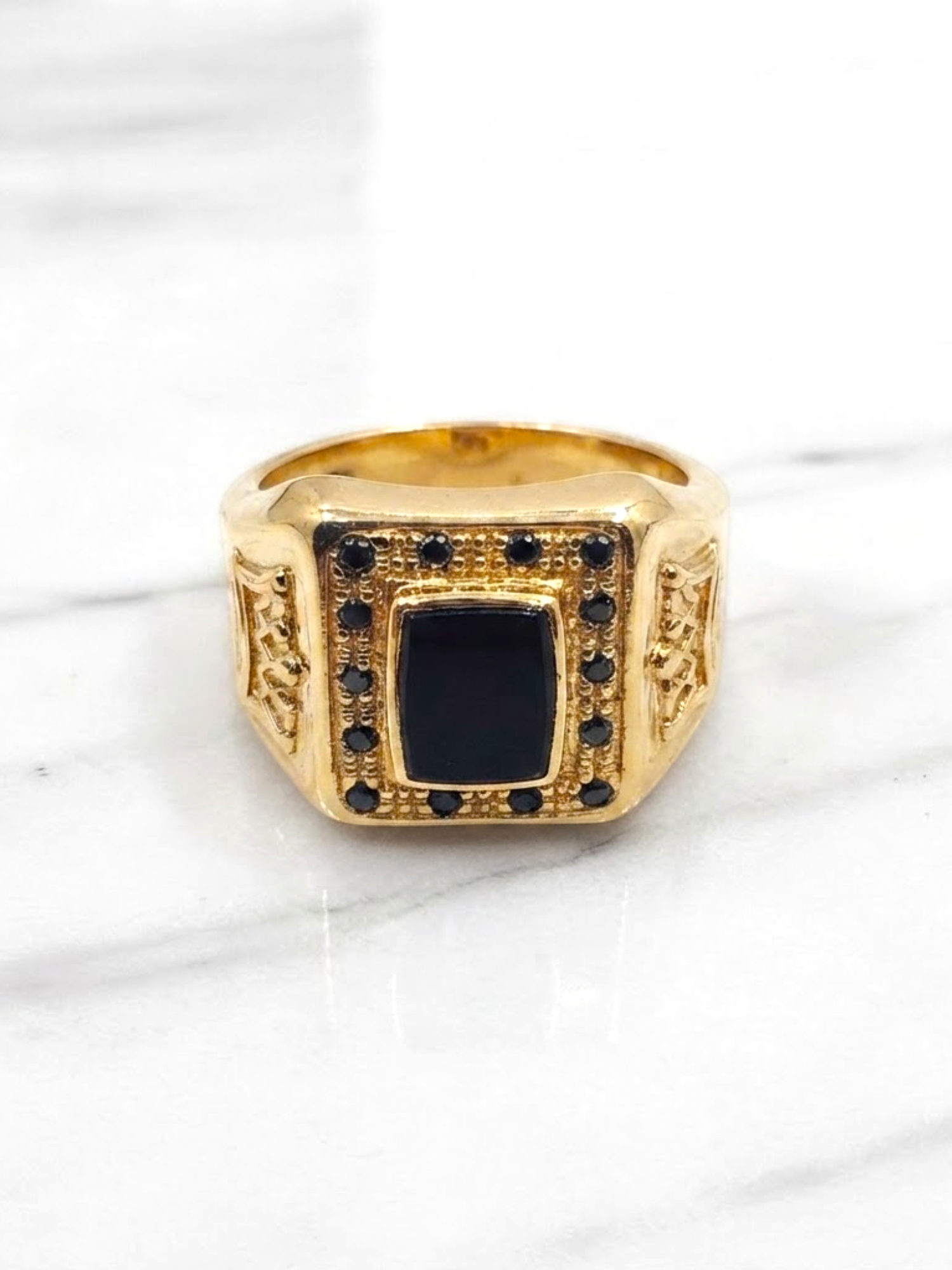 Anillo sello corona onix Oro 18k 2