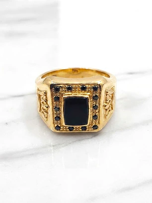 Anillo sello corona onix Oro 18k