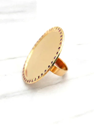 Anillo tazo disco con rubíes grande Oro 18k