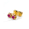 Aros chatón italiano Rubí pequeños Oro 18k 