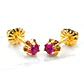 Aros chatón italiano Rubí pequeños Oro 18k  - Miniatura 3