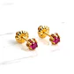 Aros chatón italiano Rubí pequeños Oro 18k  - Miniatura 4