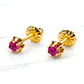Aros chatón italiano Rubí pequeños Oro 18k  - Miniatura 5