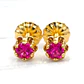 Aros chatón italiano Rubí pequeños Oro 18k  - Miniatura 2
