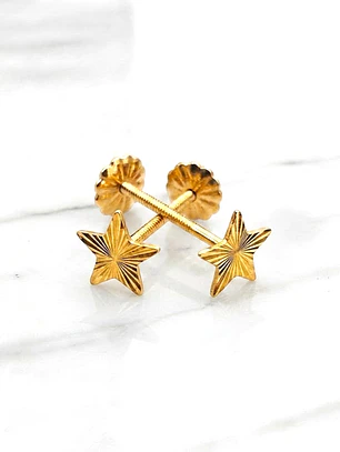 Aros estrellas talladas Oro 18k