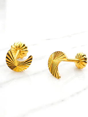 Aros lunas satinadas grandes Oro 18k