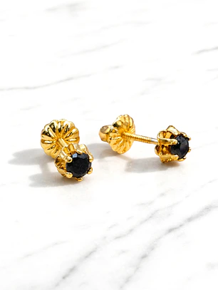 Aros chaton italiano onix chicos Oro 18k