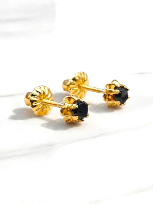 Aros chaton italiano onix chicos Oro 18k