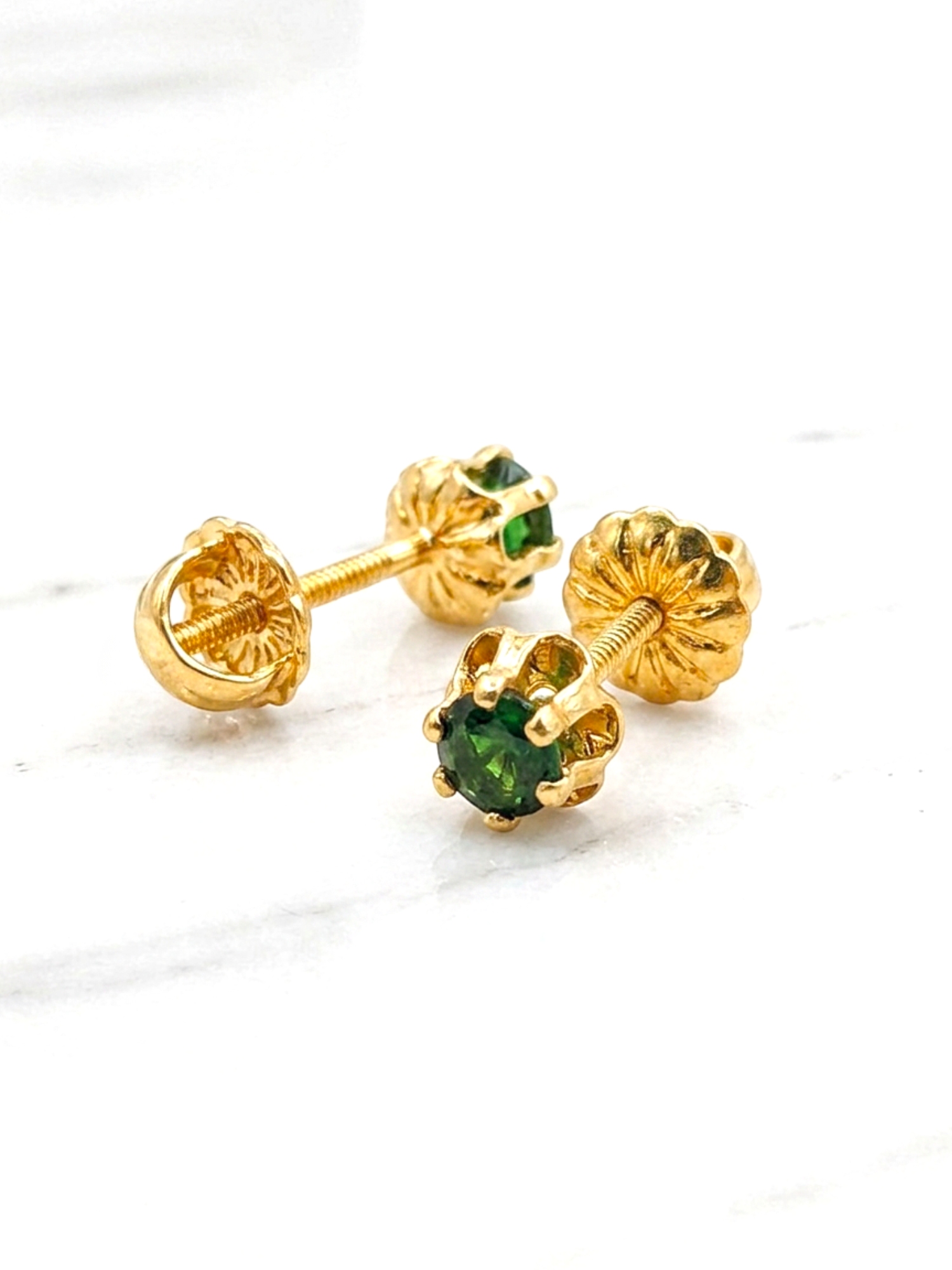 Aros chaton italiano esmeralda chicos Oro 18k 1