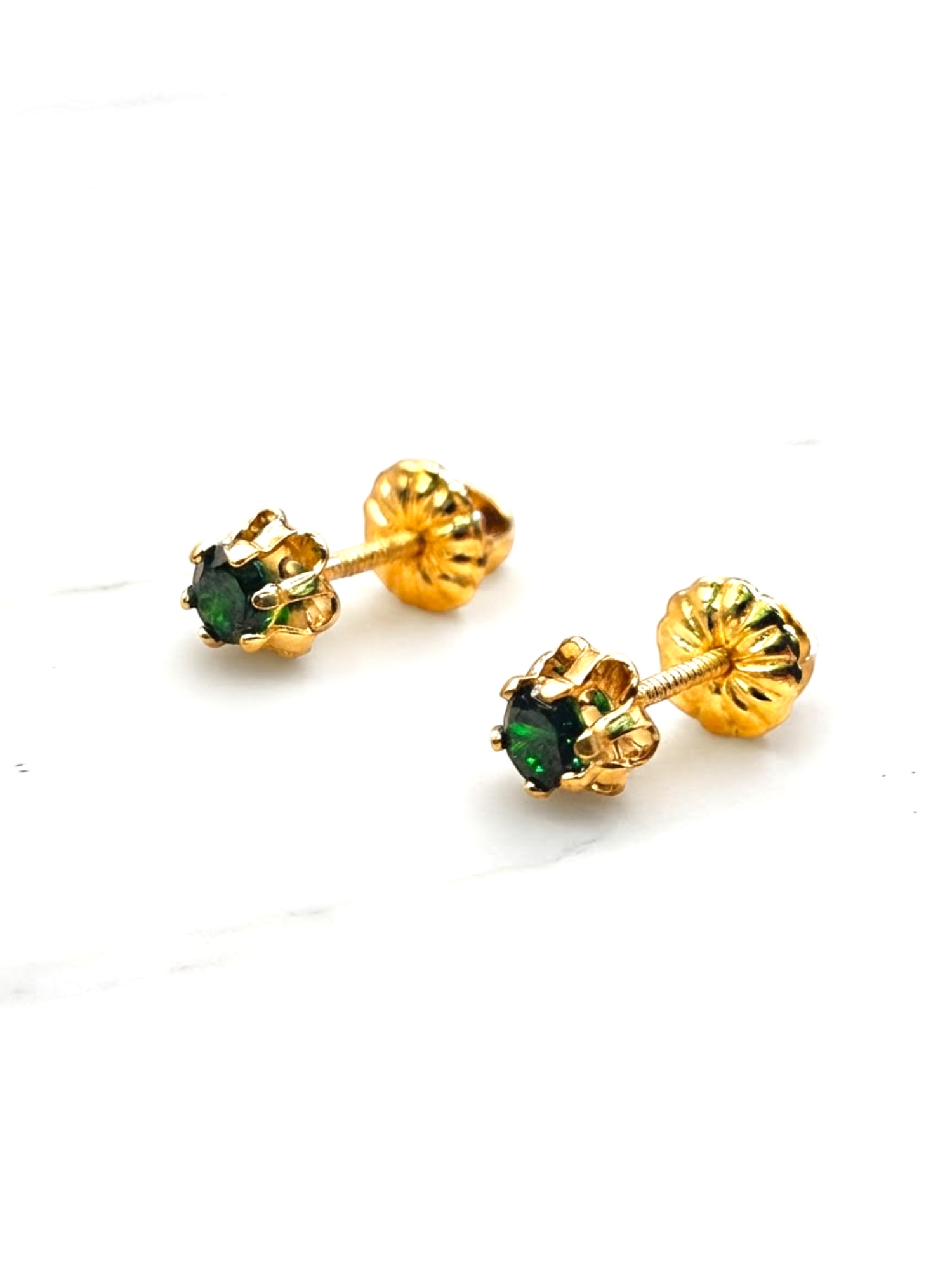 Aros chaton italiano esmeralda chicos Oro 18k 4