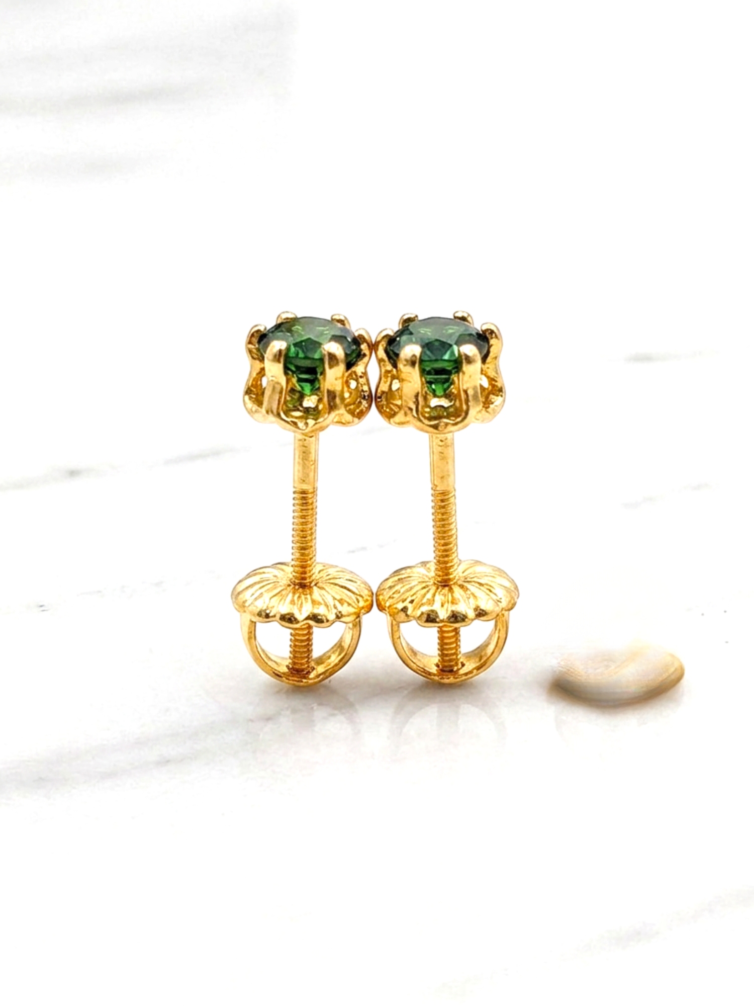 Aros chaton italiano esmeralda chicos Oro 18k 5