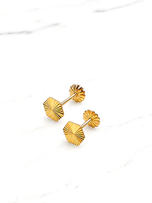 Aros rombo tallados Oro 18k