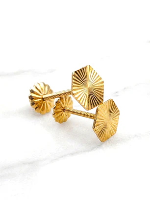 Aros rombo tallados Oro 18k