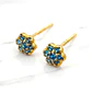 Aros roseta aguamarina chicos Oro 18k - Miniatura 2