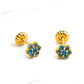Aros roseta aguamarina chicos Oro 18k - Miniatura 3