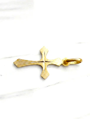 Colgante cruz tallada Oro 18k