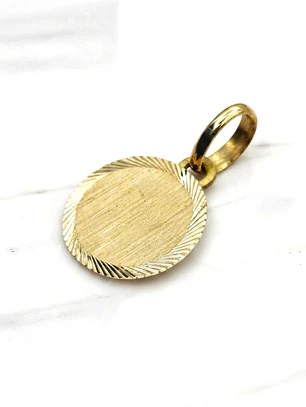 Colgante disco satinado chico Oro 18k