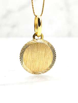 Colgante disco satinado chico Oro 18k