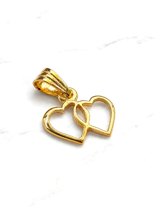 Colgante silueta doble corazón Oro 18k 