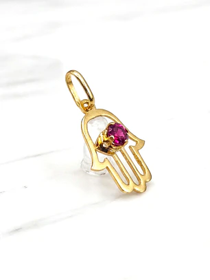 Colgante mano de fátima rubí mediano Oro 18k