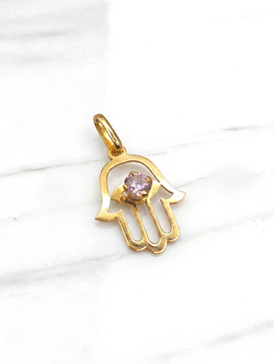 Colgante mano de Fátima rosa de Francia Oro 18k