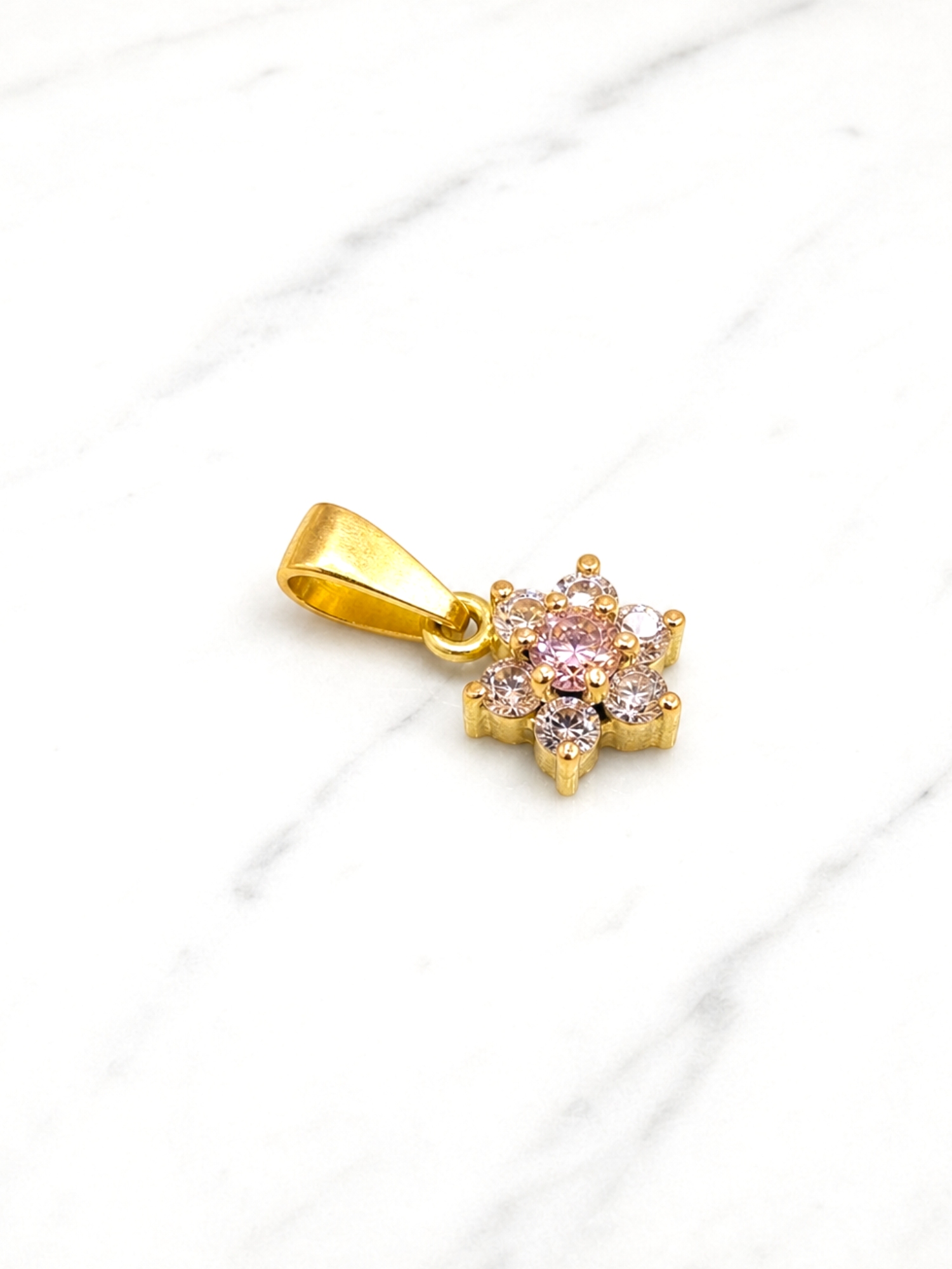 Colgante rosa circónes rosa de Francia Oro 18k 1