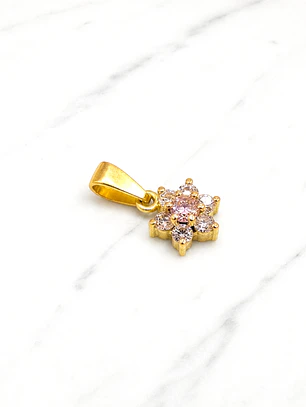 Colgante rosa circónes rosa de Francia Oro 18k