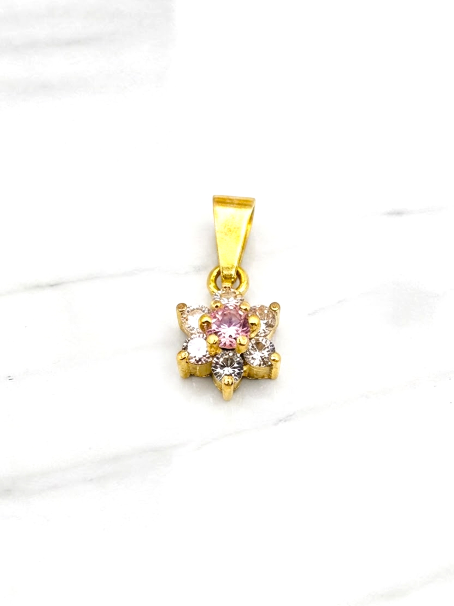 Colgante rosa circónes rosa de Francia Oro 18k 4