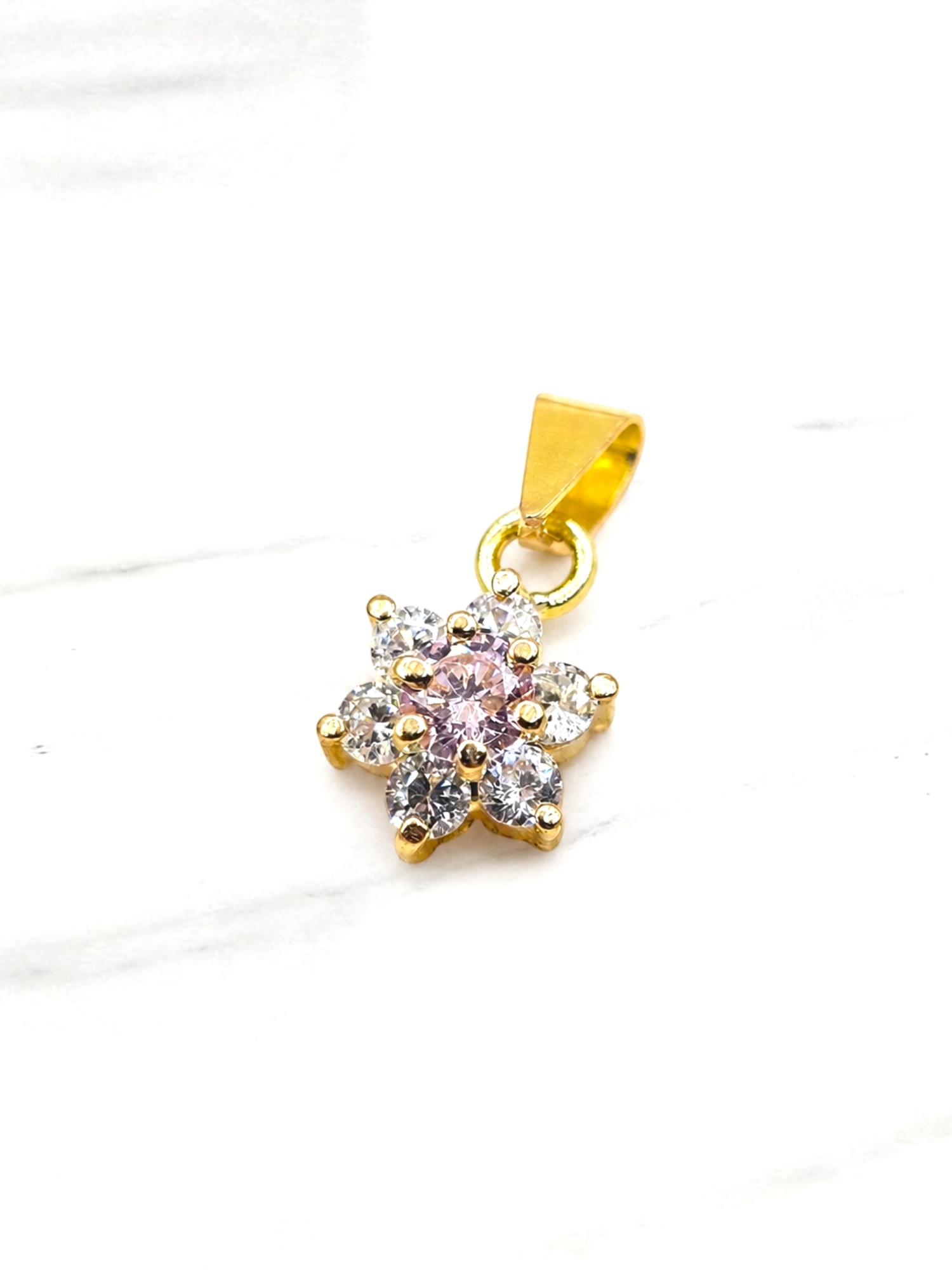 Colgante rosa circónes rosa de Francia Oro 18k 3